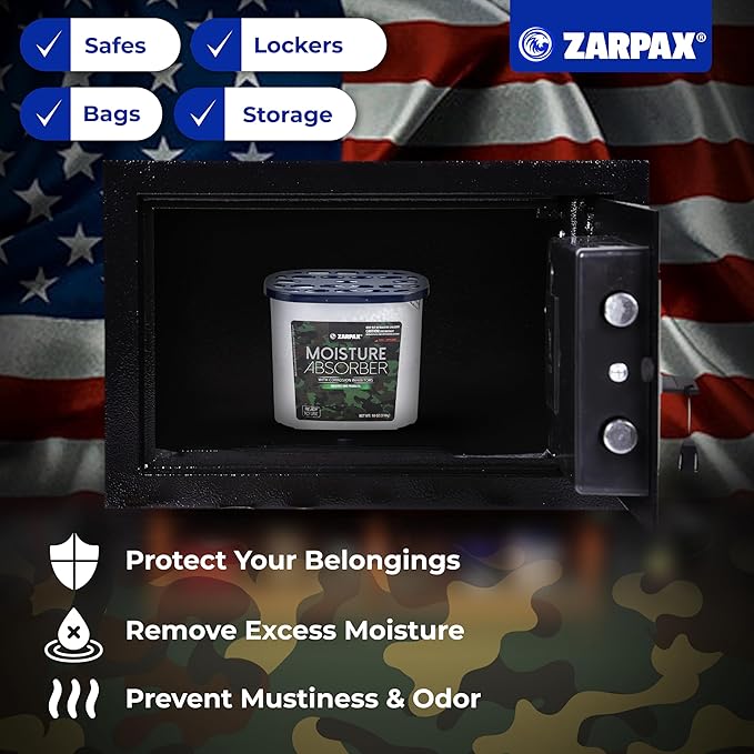 ZARPAX Moisture Absorber Corrosion Inhibitors Gun & Gear 17.6 oz/500g | Removes Moisture, Damp & Humidity | Odor Absorber | Moisture Trap for Bathroom, Closet, Kitchen | Set of 4