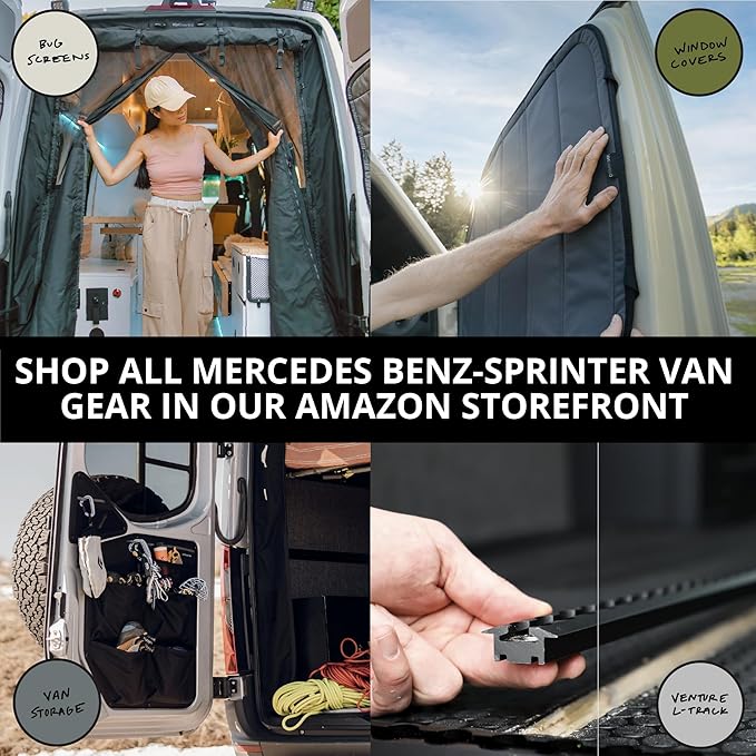 VanEssential Insulated Magnetic Blackout Rear Door Window Covers (PAIR) Designed for Mercedes-Benz NCV3 (Van Years 2007 to 2018) - Charcoal Gray