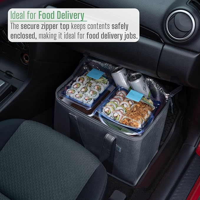 VENO 2 Pack Cooler Bag and Insulated Grocery Bags for Food Delivery, Collapsible Cooler. Reusable Shopping Bags for Groceries with Hard Bottom, Zippered, Foldable, Heavy-Duty (Light Green, 2 Pack)