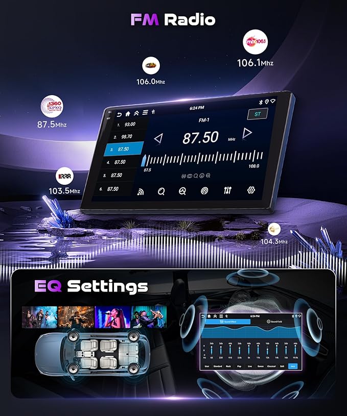 [4+128G] Android 15 Car Radio Stereo for Honda Civic 2006-2011 with Wireless CarPlay & Android Auto, 10.1 Inch in-Cell Screen Car Auido with AHD Backup Camera GPS WiFi FM RDS Radio EQ SWC