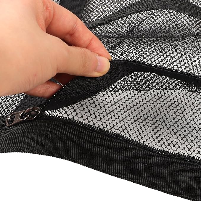 UPKOCH Car Roof Storage Bag with Double Zipper, 70x50cm Black Strap Car Ceiling Net Organizer Pouch for SUV and Truck Cargo, Sturdy Interior Auto Storage Solution for Travel and Camping