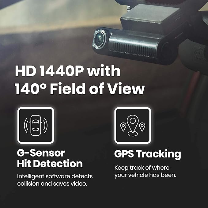 SYLVANIA - Roadsight Stealth Dash Camera - 140 Degree View, HD 1440p, 16GB SD Memory Card Included, Loop Recording, G-Sensor, Screenless, Parking Mode, GPS, Mobile App, Taxi, Truck, Car