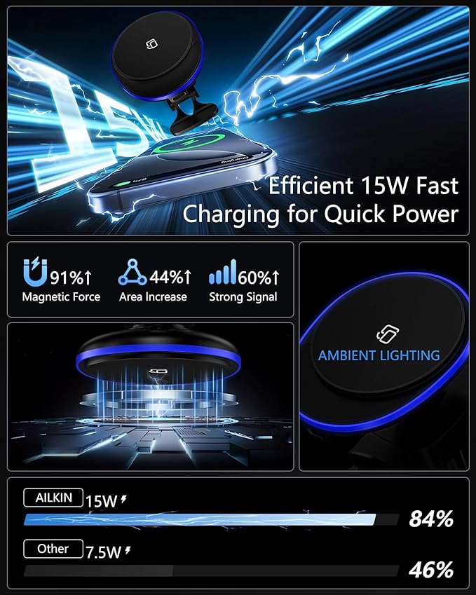 Samsung Galaxy S26 Ultra Wireless Car Charger, 15W Magnetic Car Mount Charger for Samsung Galaxy S26 S25 Ultra, for Apple Magsafe 360° Adjustable Air Vent Mount Charge for iPhone 17e 17 16 15 Pro Max