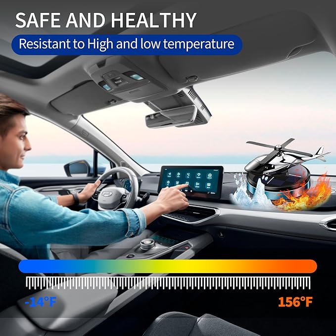 Car Air Freshener, Helicopter Solar Energy Rotating Aromatherapy Al Alloy Diffuser,Long-Lasting Fragrance, Interior Decoration Accessories Diffuser for Car and Home（Blue）