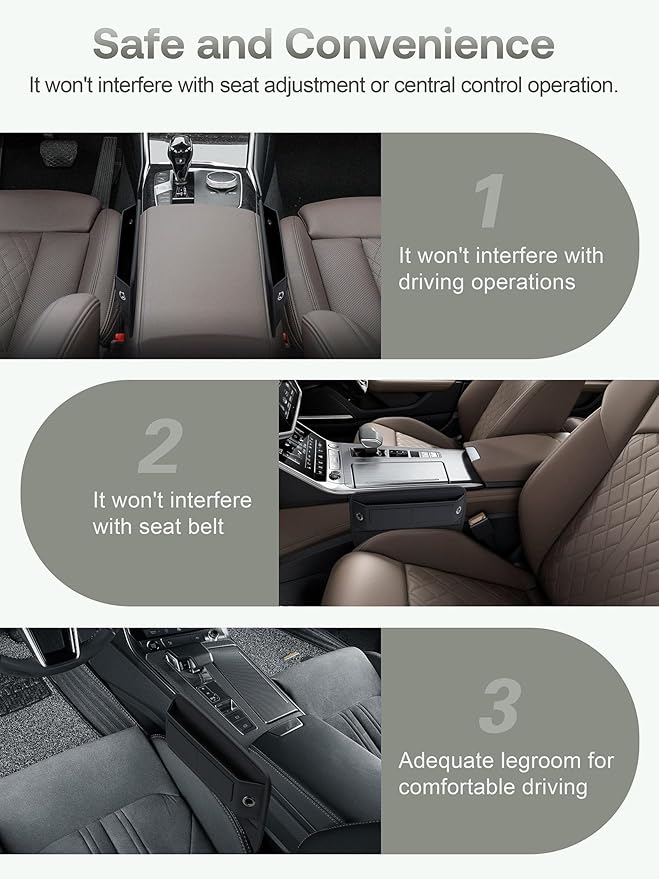 Universal Fit Premium Leather Car Seat Gap Filler Organizer, Center Console Organizer with Card Slots, Clever Gifts for Car SUV Truck Owners (Black, 2 Pack)