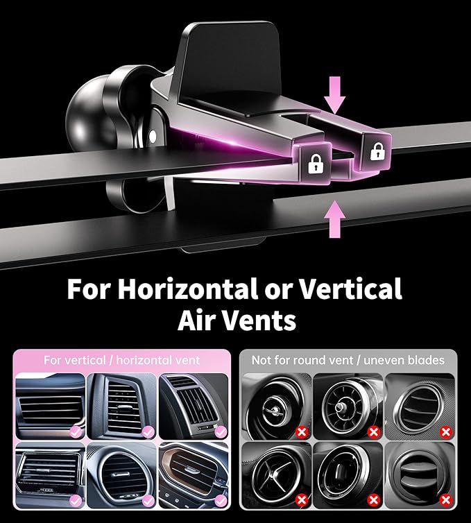 BHHB for Magsafe Car Mount Charger, [2026 Upgrade] 15W 2in1 Magnetic Wireless Car Charger, for Magsafe Car Charger, Vent/Dashboard Phone Holder, ONLY for iPhone 17 16 15 14 13 12 Series (Pink)