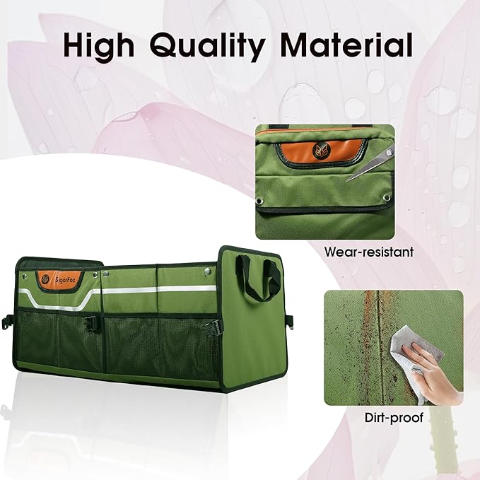 SugarFox Trunk Organizer, Heavy-Duty Storage for Car & SUV, Foldable Waterproof Car Organizer with Cooler, Collapsible Multi-Compartment Storage, 95L-M003 (Standard Green, Standard)