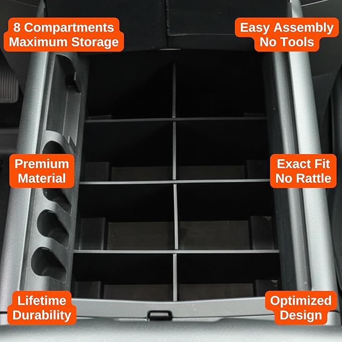 Vehicle OCD - Center Console Organizer for Ford F150 (2004-2014) (Column Shift w/Bucket Seats Only) - Made in USA - SLX104