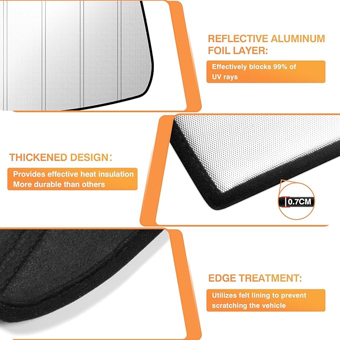 KUST Windshield Sun Shade for Mazda CX-5 2018-2025 Foldable Thicken Window Sunshade UV Protection Keep Cool Sunshield Easy Install Sun Visor Accessories Aluminum Film
