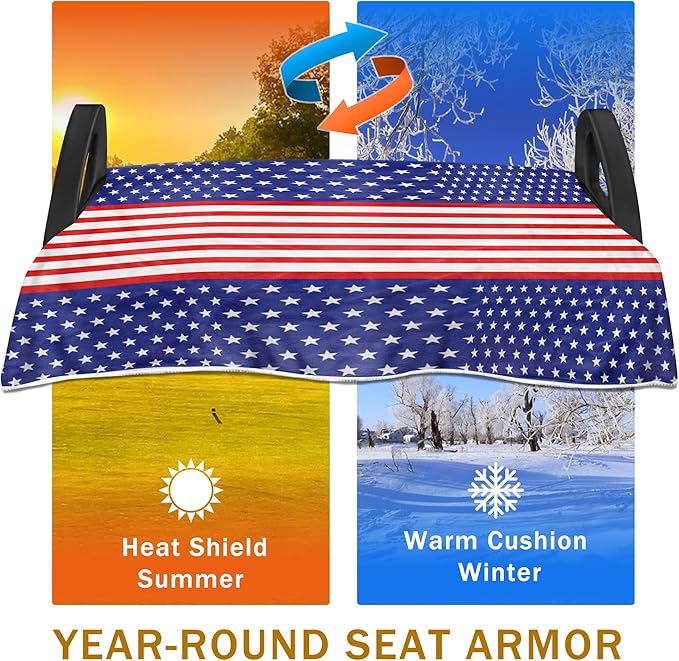 YOKYHOM American Flag Golf Cart Seat Covers for 2/4-Seater, Patriotic USA Seat Towel Blanket Keeps Seats Cool & Clean for Summer, Microfiber Fits EZGO, Club Car, Yamaha, 51"x31"