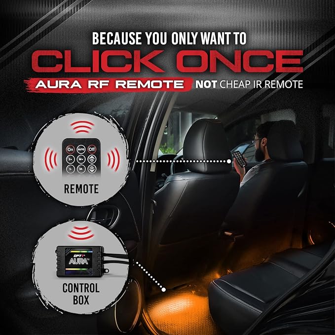 OPT7 Aura Original Control Box O with SoundSync, for Aura Car Interior LED Lights & Boat LED Lights with 4 Pin RGB Round Waterproof Connector