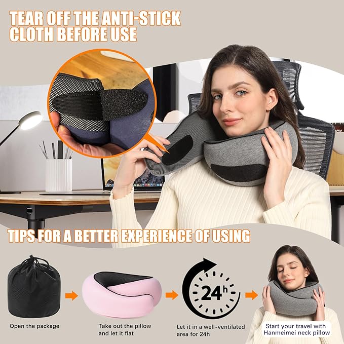 Travel Pillow Head Support Memory Foam Neck Pillow Support Pillow,Luxury Compact Lightweight Quick Pack for Camping,Traveling,Sleeping Rest Cushion,Gift for Traveler