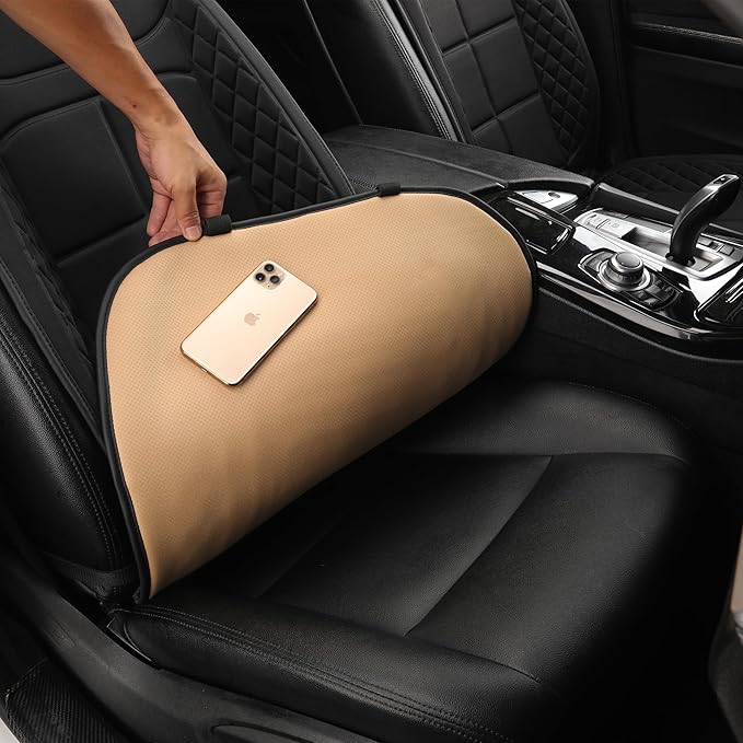 Car Seat Cushions, Car Seat Cover Foldable Portable Seat Cover for Back and Seat Cushions with Bottom Anti Slip Silicon(1 Pack/Black)