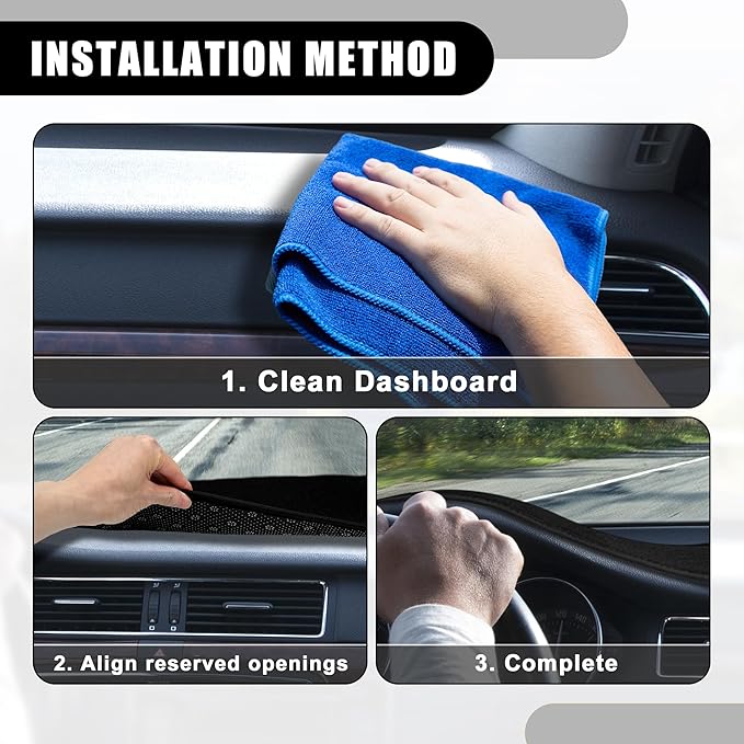 Dash Cover - Car Center Console Non-Slip Dash Board Mat - for Kia Forte 2009-2016 - Polyester Black - 1Pc