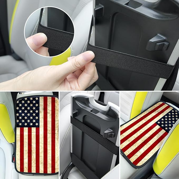 Auto Center Console Pad,American Flag 1 Auto Armrest Pad Seat Box Cushion,Armrest Cover Protector for Vehicle SUV Truck Car