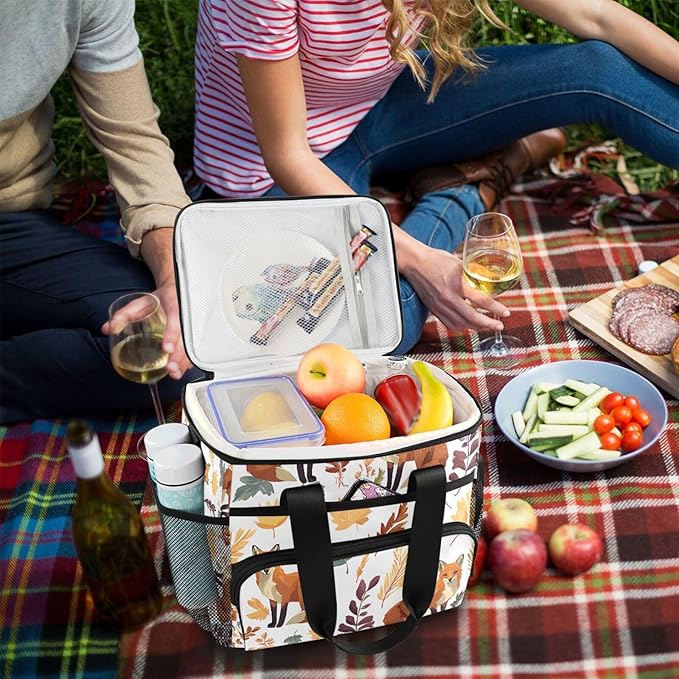 Cooler Bag Insulated Picnic Bag Large Lunch Box Reusable Tote Bag Soft Sided Portable Beach Cooler Grocery Camping