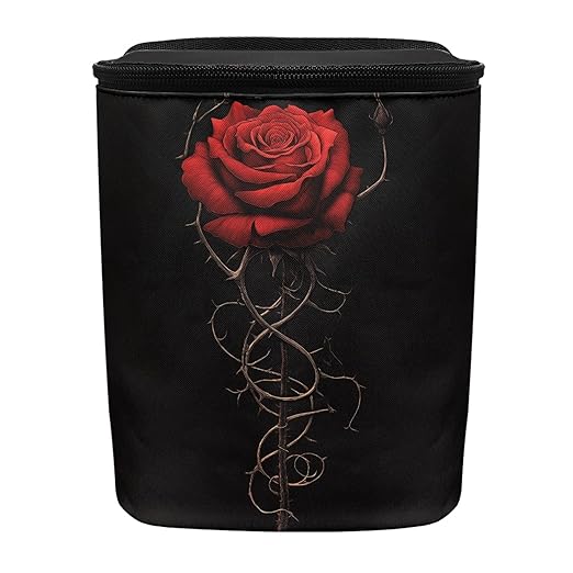 BIGCARJOB Romantic Rose Leak-Proof Car Trash Bin for Back Seat,Red Rose Car Interior Accessories Waste Basket Storage for Vehicle Truck,Women Girls Travel Camping Picnic Lage Trash Can Garbage Bin