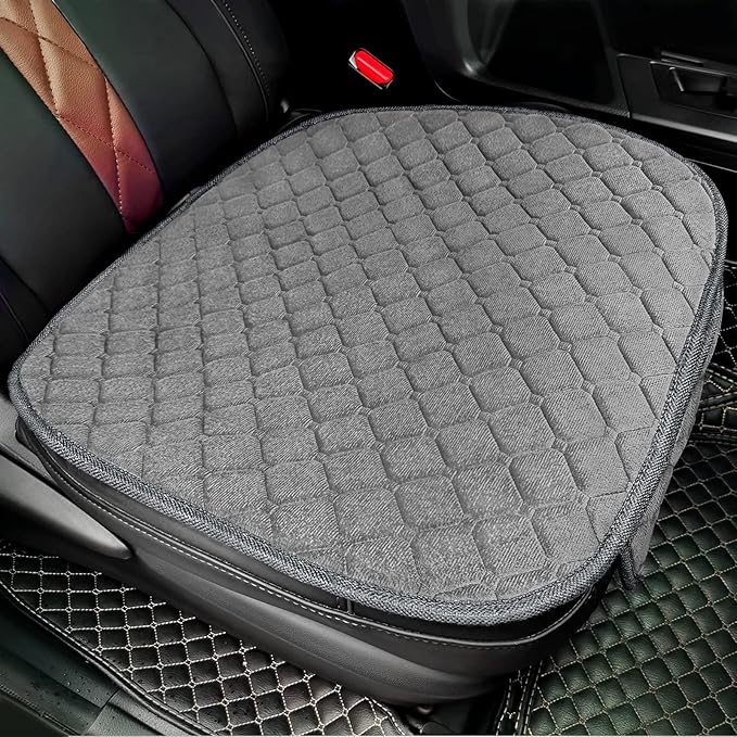 surpassme 2 Comfortable Car Seat Covers Universal Front Seat Coves for Car Accessories with Storage Pockets, Padded Car Interior Covers for Automotive, SUV, Truck, and Van (Grey)