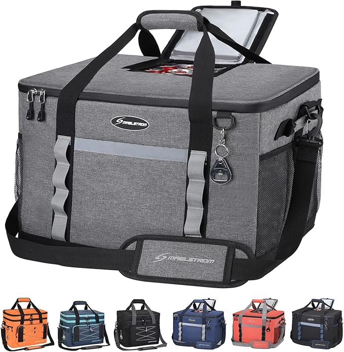 Maelstrom Collapsible Soft Cooler Bag,35/55/75 Cans Beach Cooler with Flip Top Lid, Ice Chest, Leakproof & Portable for Beach, Camping, Road Trips & Grocery Shopping