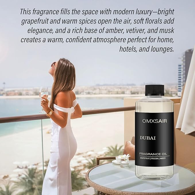 Luxury Hotel Scent Dubai Oil Diffuser Refill Kit | Long Lasting Essential Oil for Large Room, HVAC & Car Waterless Fragrance Diffusers| Nanotech Formula| Spa Calming Aromatherapy Oil 500ml