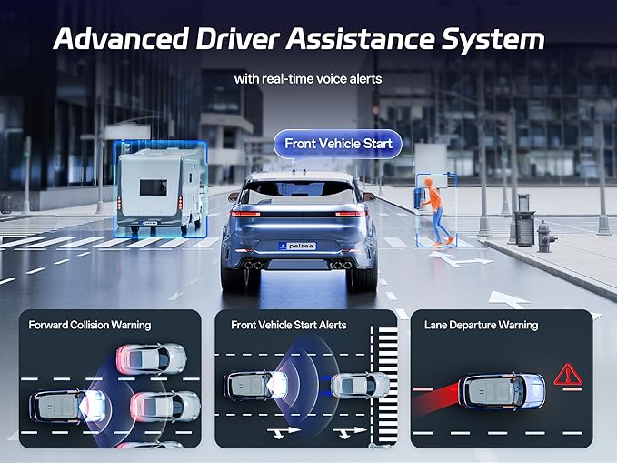 Pelsee S12 Pro Mirror Dash Cam with STARVIS 2 Sensor, Rear View Mirror Camera 5.8GHz WiFi, 4K Front and 1080P Rear Backup Camera for Car, ADAS &BSD, Voice Control, Color Night Vision, 64G Meomory Card