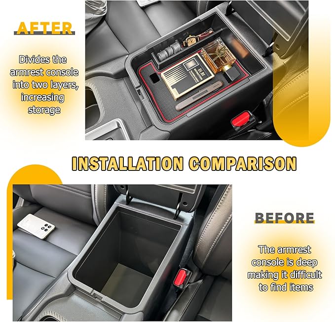 Center Console Organizer Tray Compatible with Nissan Sentra 2020 2021 2022 2023 2024 2025 Accessories, Middle Console Organizer for 2020-2025 Sentra Armrest Storage Box Coin Holder, red trim