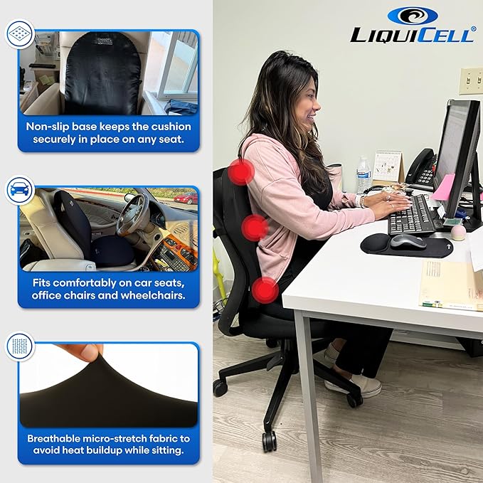 ERGO21 Lumbar Pillow Lower Back Support Cushion for Back Rest, Good Posture, Spine Pain, Long Sitting Hours at Chair, Office, Car Seat, Wheelchair, Large (18" W x 24”x 1.5”)