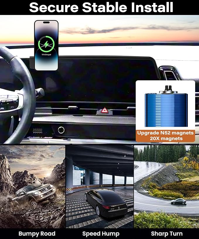Car Phone Holder for Kia Sportage 2023 2024 2025 Accessories Apply to 12.3 Inch Touchscreen 15W Fast Wireless Charger Screen Fixed Clip HandsFree Cell Phone Mount 360° Rotation