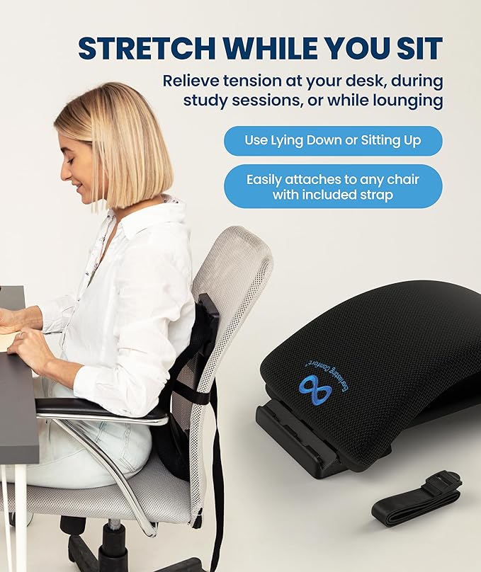 Everlasting Comfort Lumbar Support Board Back Stretcher for Lower Pain Relief - Adjustable Spine Decompression with 88 Acupressure Nodes - Back Cracking Device with Chair Strap for Posture Correction
