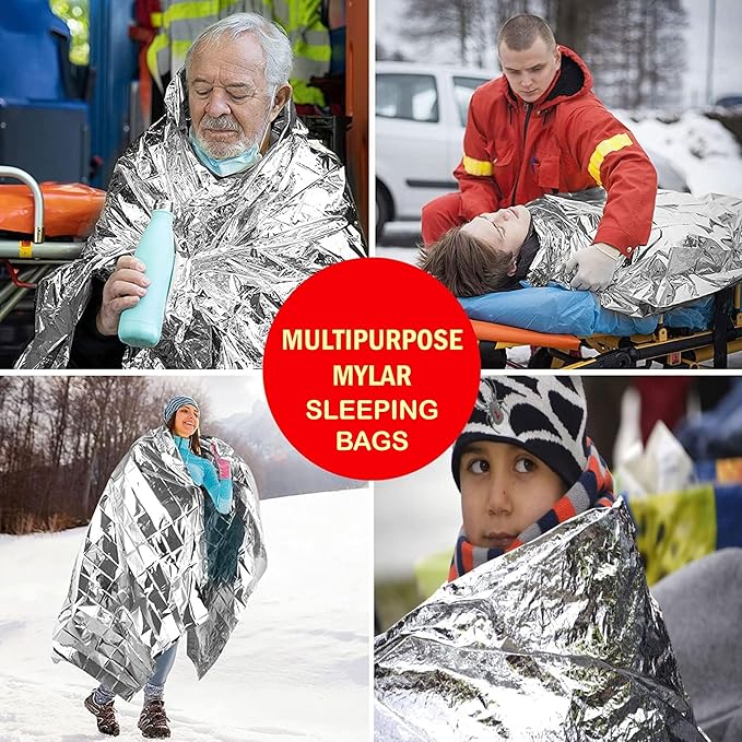 Trail maker Mylar Emergency Thermal Blankets for Survival, Thick Reusable Mylar Space Blankets Bulk 84" L x 36" W Emergency Foil Blankets for Warmth, Camping, Runners, Spa, First Responders (1)