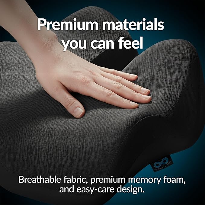 Everlasting Comfort Elevate Series Doctor Recommended Memory Foam Seat Cushion for Office Chairs & Car - Ergonomic Office Desk Accessories - Cushions for Tailbone Pain Relief, Sciatica