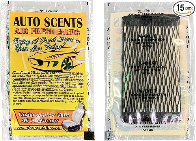 Individually Wrapped - Professional Car Air Freshener Pads - Remove Smells & Add Ambience (15 Per Pack) (X-Out)