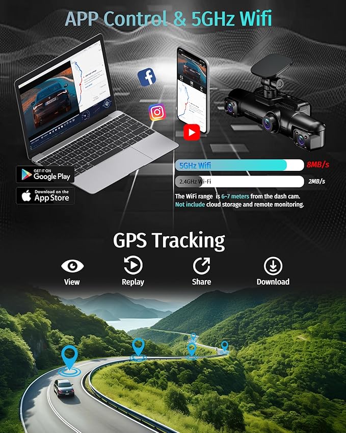 Neideso 5 Channel 360° Dash Cam Front and Rear, 2.7K + 4*1080P, STARVIS 2 Sensor, AI Driver Fatigue Alert, 5GHz WiFi GPS Car Dash Camera, HDR Night Vision, Free 128GB Card, 24H Parking Mode, N900Ultra