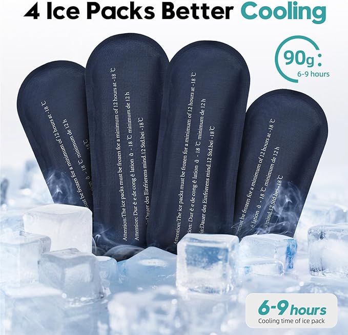 ALLCAMP Insulin Cooler Travel Case Diabetic Medication Cooler with 4 Ice Pack - Medical Cooler Bag Portable and Reusable Black White(9X 4.72x 3.14 inches)