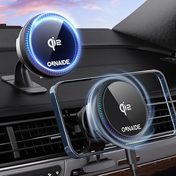 for MagSafe Car Mount Charger, Car Charger Qi2,15W Wireless Car Charger, Rapid Cooling Drop, Compatible with Magsafe Charger Car, Air Vent Dashboard Phone Holder Mount for iPhone 16 15 14 13 12 Series