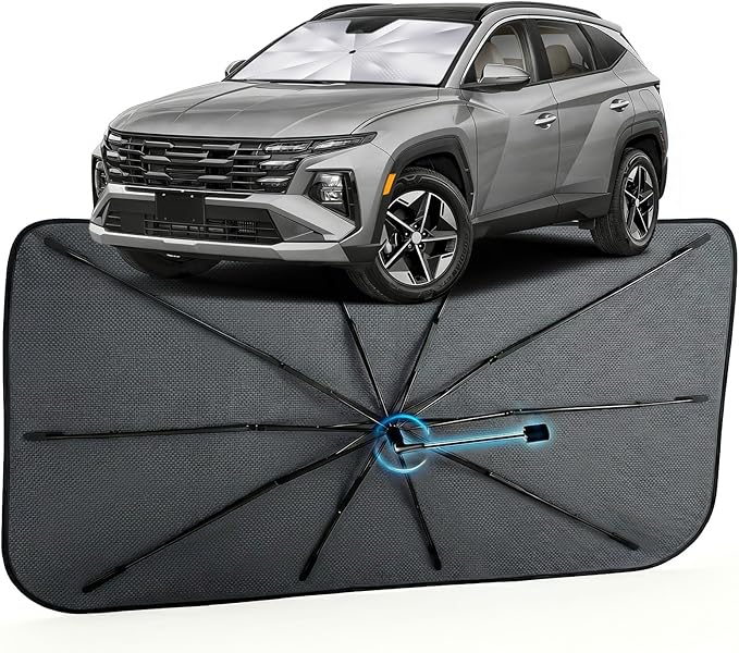 Car Windshield Sun Shade for Hyundai Tucson 2022-2026 –[Reflective Coated Fabric] Sunshade Umbrella for Front Window, Car Shades Sun Visor Keep Car Cool and Protects Interior, 1:1 Exact Fit