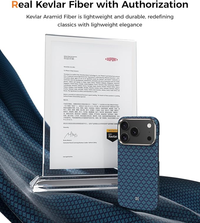 BENKS for iPhone 17 Pro Max Case, Compatible with Magsafe, ArmorGrid ArmorAir Ultra Slim & Lightweight Minimalist Case Built with Dupont Kevlar, Azure Blue