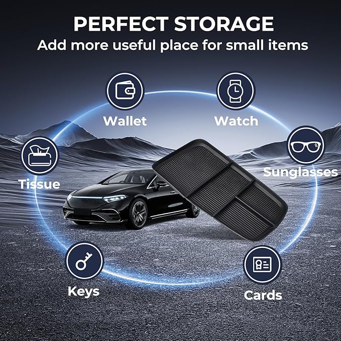Lower Center Console Organizer Storage Tray for Mercedes Benz EQS 450+ 400 580 AMG SUV/EQE 350 350+ 500, Interior Accessories Insert Storage Tray for 2026 2025 2024 2023 EQS/EQE, Black