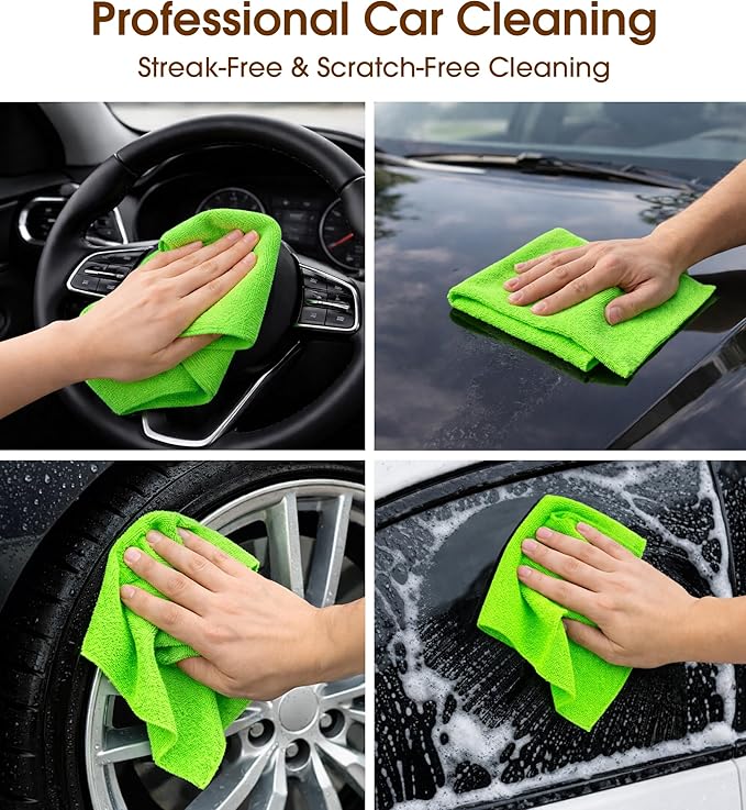 KitchLife Microfiber Cleaning Cloth Roll, 100 Pack - Tear-Away Microfiber Paper Towels, Lint-Free, Reusable, Washable for Kitchen, Car, Dishes, and Sensitive Surfaces (Neon Green)