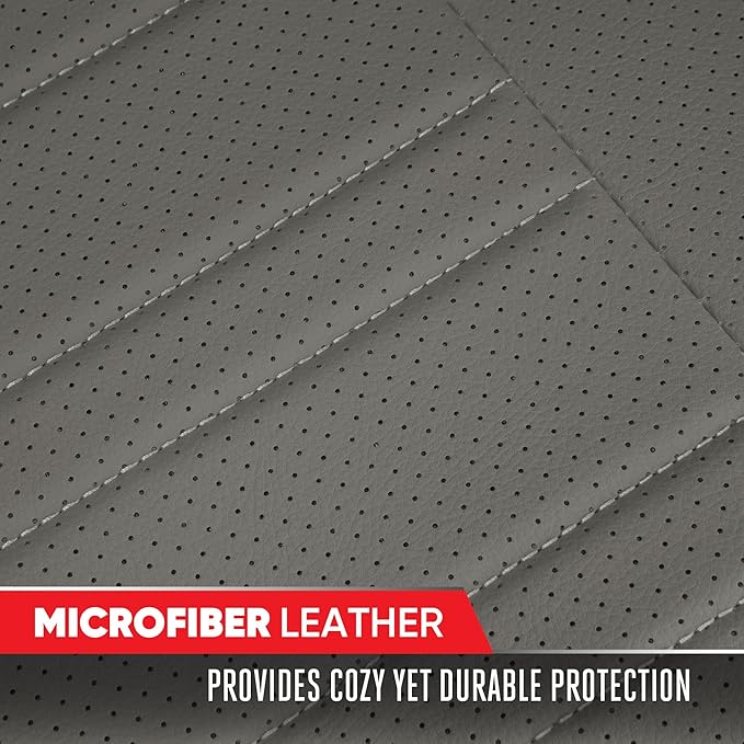 Motor Trend Rear Seat Protector for Cars, SUVs & Trucks – Nappa Leather Bench Cover Protector - Car Seat Cover for Kids, Pets & Baby - Durable Back Seat Protector, Gray Universal Fit Bottom Coverage