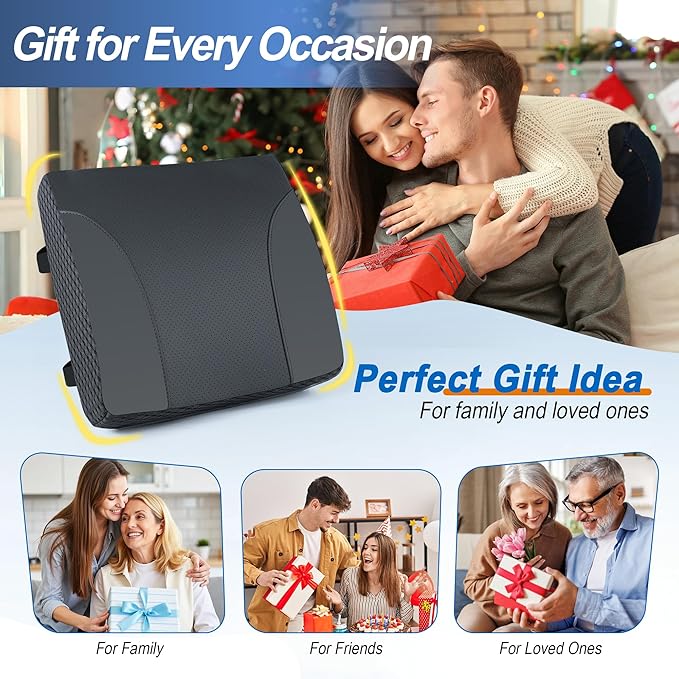 Lumbar Support Pillow for Car: Ergonomic Memory Foam Lumbar Pillow for Long Drives, Lower Back Support for Pain Relief, Dual Adjustable Straps, Back Cushion for Car Seat, Office Chair - Black