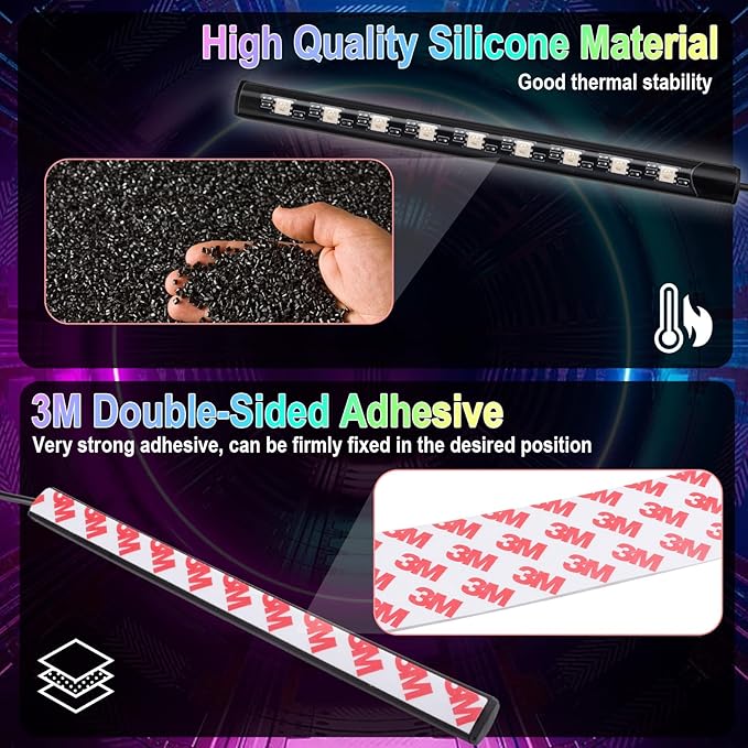 BFXM Car Interior Lights, 5V LED Strip Lights with USB Adapter, Ambient Lighting Car Accessories, App & Remote Control Music Sync Color Change Lights for Truck Car Decor (36LED Beads)