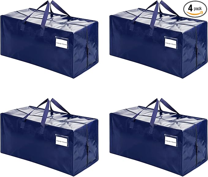 VENO 4 Pack Heavy Duty Moving Bags with Backpack Straps, Zippers & Handles, Extra Large Packing Bags for College Dorm Essentials, Moving Supplies Alternative to Cardboard Moving Boxes
