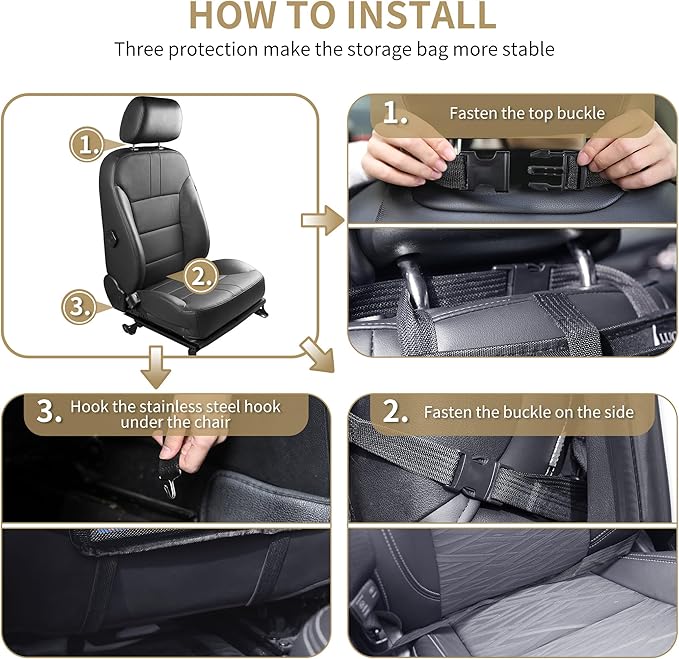 LUCMO Car Backseat Organizer with Touch Screen Tablet Holder,9 Storage Pockets Car Storage Organizer,Protectors Kick Mats Travel Accessories for Kids-Dark Purple