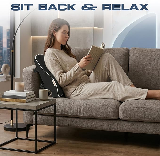 Teemtan Lumbar Support Pillow for Office Chair & Car, Ergonomic High-Density Memory Foam Back Cushion with Cooling Breathable Cover, Adjustable Strap for Lower Back Comfort and Posture, Black