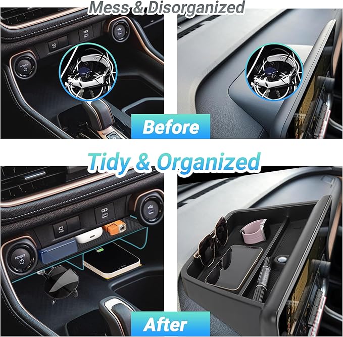 Center Console Organizer Compatible with 2023-2025 2026 Toyota Grand Highlander Interior Accessories, Console Organizer Tray ＆ Dash Holder Storage Box Insert Tray with Sunglasses Holder