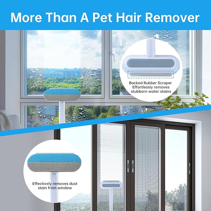 Multifunctional Pet Hair Remover Tool for Furniture, Reusable Washable Dog and Cat Hair Lint Removal Brush, 4 in 1 17.3Inch Extendable, Adjustable Lint Brush