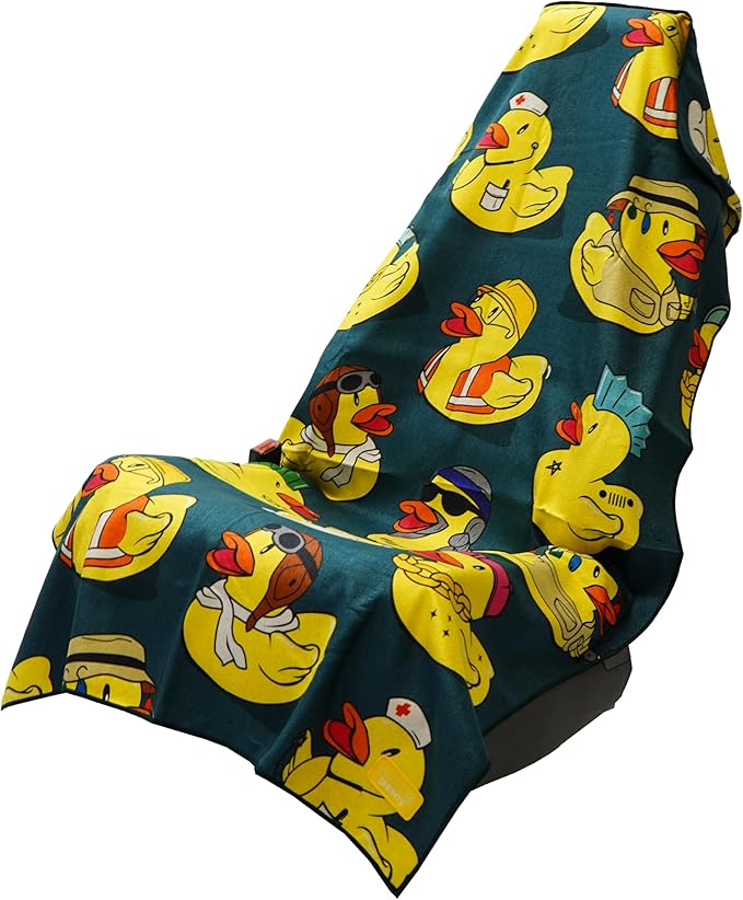 Sprints Athletic Running Towel, Full-Sized, Car Seat Cover - Performance Microfiber (Get Ducked)