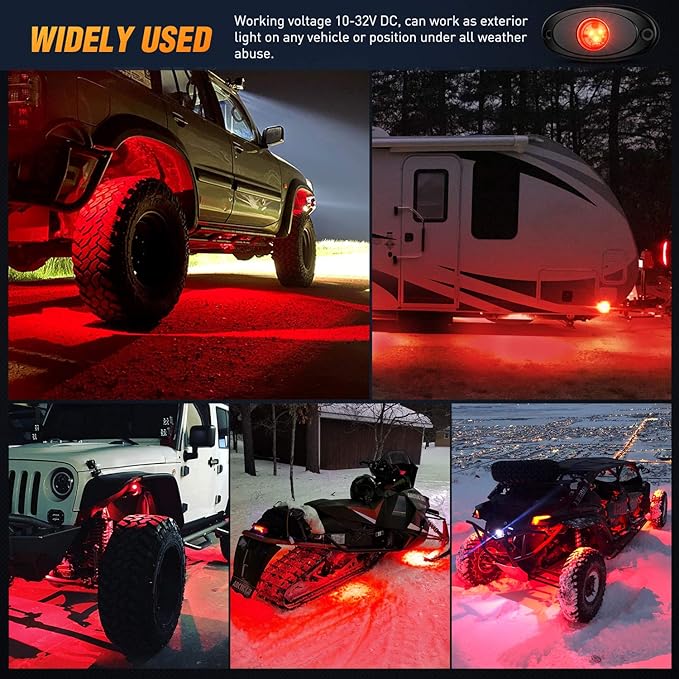 Nilight LED Rock Light 6PCS Underglow Wheel Well Pods Waterproof Exterior Underbody Roof Rack Side Lamps for Car Truck Pickups ATV UTV SUV Motorcycle Boat, Red Color
