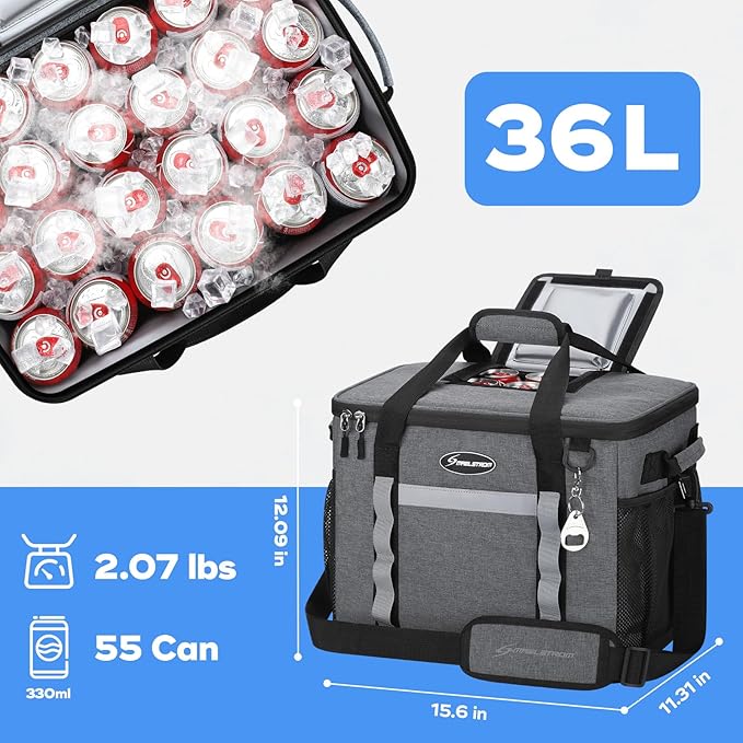 Maelstrom Collapsible Soft Cooler Bag,35/55/75 Cans Beach Cooler with Flip Top Lid, Ice Chest, Leakproof & Portable for Beach, Camping, Road Trips & Grocery Shopping